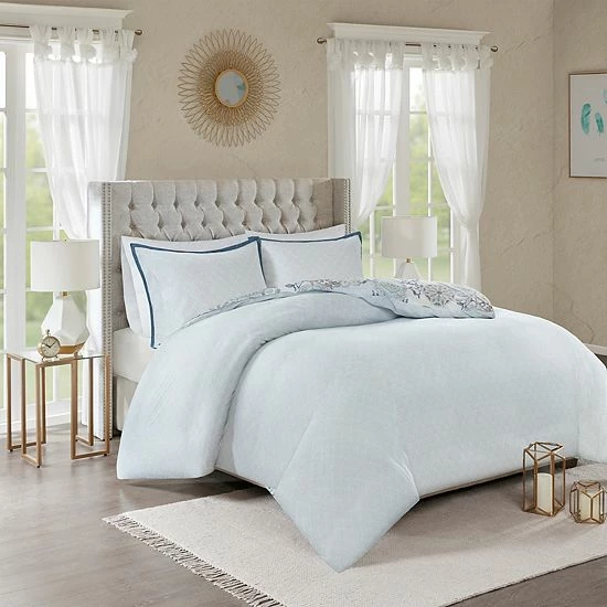 Madison Park Loleta 3-piece Reversible Duvet Cover Set Blue - Image 2