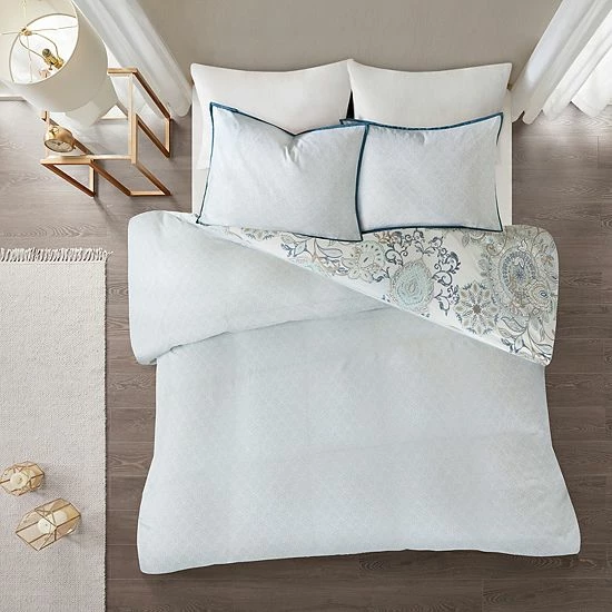 Madison Park Loleta 3-piece Reversible Duvet Cover Set Blue - Image 4