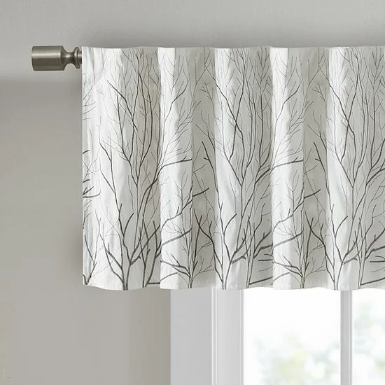 Madison Park Eliza Faux Silk Embroidered Window Valance Tan - Image 2