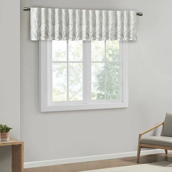 Madison Park Eliza Faux Silk Embroidered Window Valance Tan - Image 6