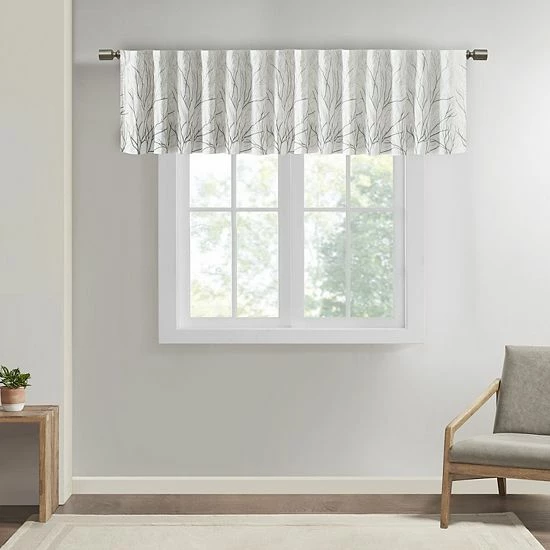 Madison Park Eliza Faux Silk Embroidered Window Valance Tan - Image 8