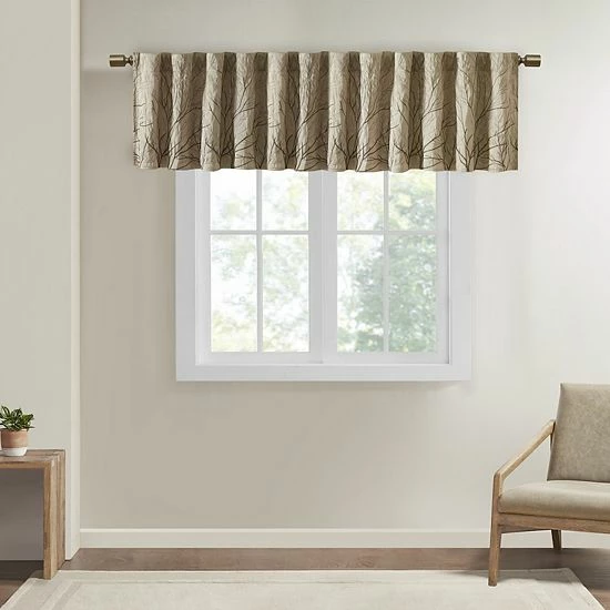 Madison Park Eliza Faux Silk Embroidered Window Valance Tan - Image 12