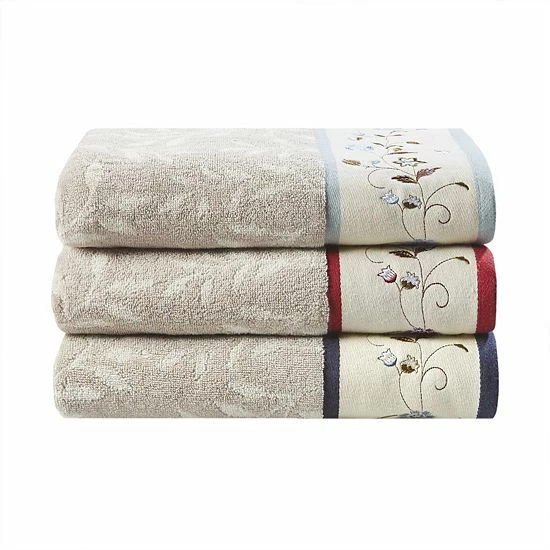 Madison Park Belle 6-piece Embroidered Cotton Jacquard Bath Towel Set - Image 4