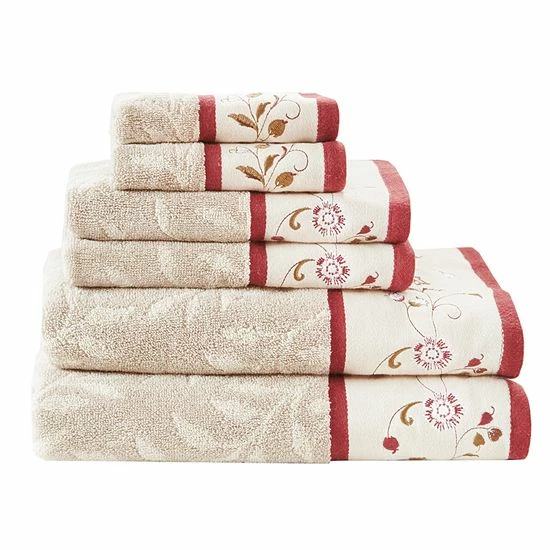 Madison Park Belle 6-piece Embroidered Cotton Jacquard Bath Towel Set - Image 8