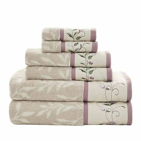 Madison Park Belle 6-piece Embroidered Cotton Jacquard Bath Towel Set - Image 9