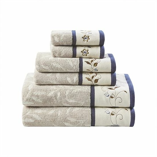 Madison Park Belle 6-piece Embroidered Cotton Jacquard Bath Towel Set - Image 10
