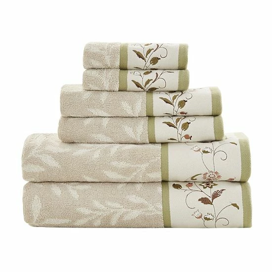 Madison Park Belle 6-piece Embroidered Cotton Jacquard Bath Towel Set - Image 11