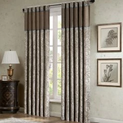 Madison Park 2-pack Whitman Jacquard Light Filtering Window Curtains Burgundy