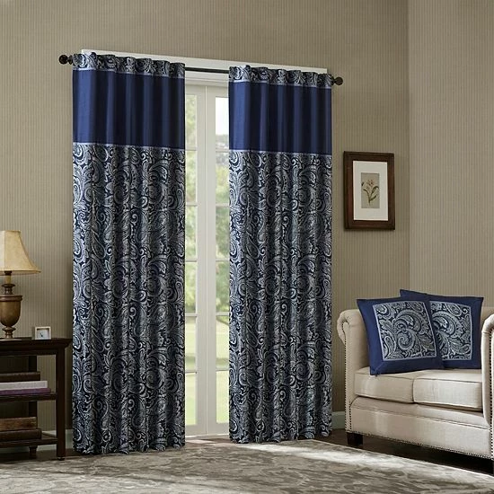 Madison Park 2-pack Whitman Jacquard Light Filtering Window Curtains Burgundy - Image 2
