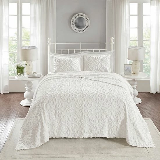 Madison Park Sarah 3-piece Cotton Chenille Bedspread Set Taupe