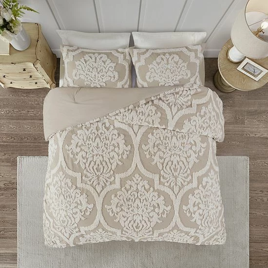 Madison Park Aeriela Cotton Chenille Comforter Set Taupe - Image 6