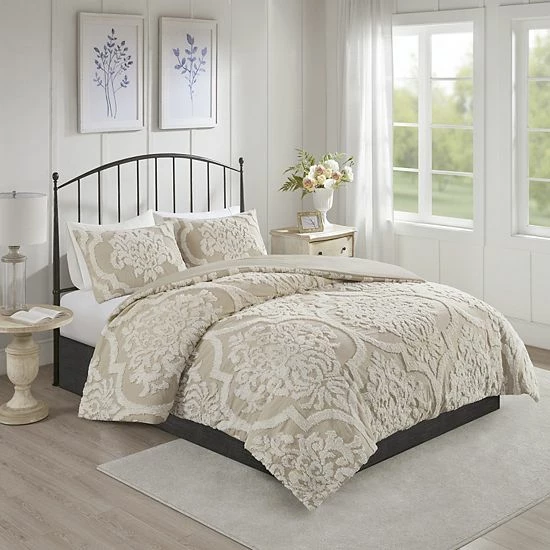 Madison Park Aeriela Cotton Chenille Comforter Set Taupe - Image 7