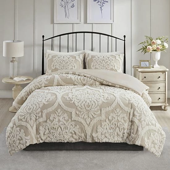 Madison Park Aeriela Cotton Chenille Comforter Set Taupe - Image 10