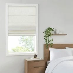Madison Park Suvi Linen Blend Textured Light Filtering Cordless Roman Shade Natural