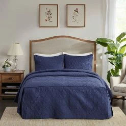 Madison Park Mansfield 3-piece Fitted Bedspread Set Dark Gray