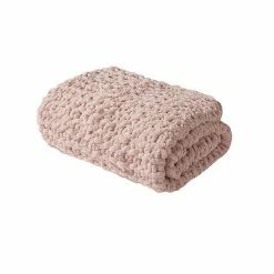 Madison Park Chenille Handmade Chunky Knit Throw Pink