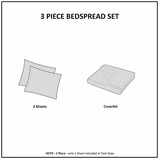 Madison Park Mansfield 3-Piece Bedspread Set Blue - Image 5