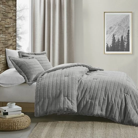 Madison Park Eve Faux Fur Down-Alternative Comforter Set With Shams Ivory - Image 2