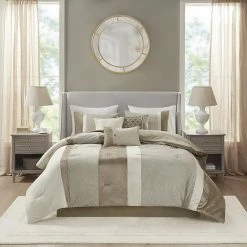 Madison Park Wagner 7-Piece Velvet Pieced Comforter Set With Shams
