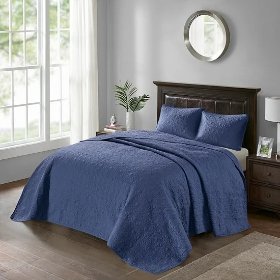 Madison Park Mansfield 3-Piece Bedspread Set Blue - Image 18