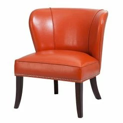 Madison Park Hilton Faux-Leather Accent Chair Brown