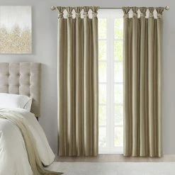 Madison Park 1-Panel Natalie Twist Tab 100% Blackout Curtain Champagne