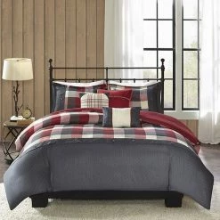 Madison Park Pioneer 6-piece Plaid Duvet Cover Set Red