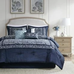Madison Park Elaine 7-Piece Embroidered Jacquard Comforter Set With Pillows