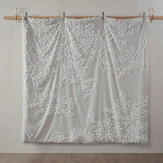 Madison Park Pansy 3-Piece Tufted Cotton Chenille Floral Comforter Set Gray - Image 7