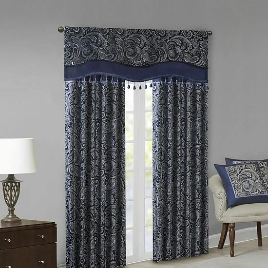 Madison Park Whitman Jacquard Window Valance With Beads Burgundy - Image 5