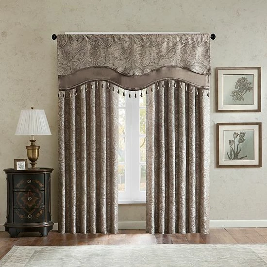Madison Park Whitman Jacquard Window Valance With Beads Burgundy - Image 8