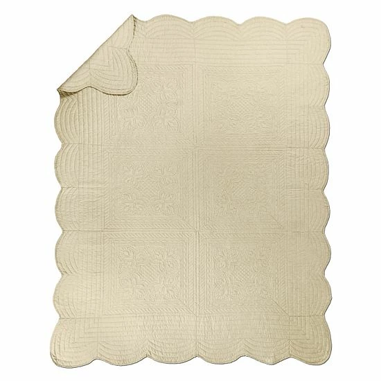 Madison Park Marino Oversized Quilted Throw With Scalloped Edges White - Image 2