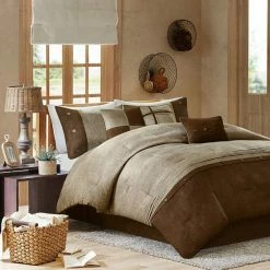 Madison Park Westbrook 7-Piece Faux Suede Comforter Set Tan