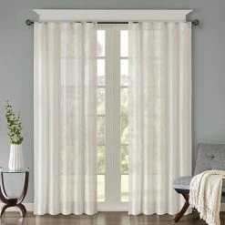 Madison Park 2-pack Kaylee Solid Crushed Sheer Window Curtains Cream