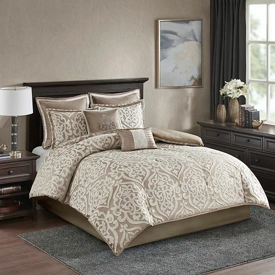 Madison Park Dillon 8-Piece Jacquard Comforter Set Tan - Image 6