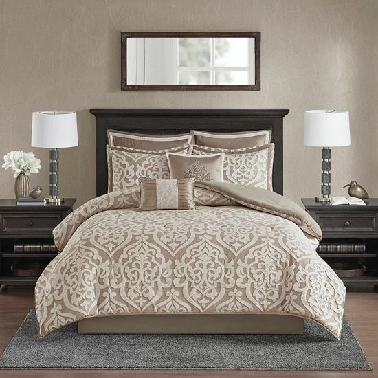 Madison Park Dillon 8-Piece Jacquard Comforter Set Tan - Image 11