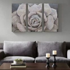Madison Park Pearlescent Succulent Canvas Wall Art 3-piece Set