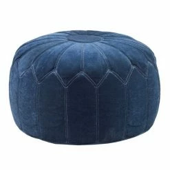 Madison Park Taylor Round Pouf Ottoman Gray