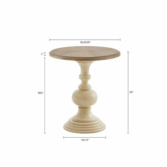 Madison Park Hemlock Pedestal End Table Natural White - Image 6