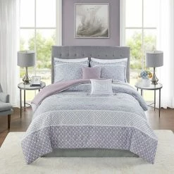 Madison Park Bree 6-Piece Comforter Set With Coordinating Pillows Purple