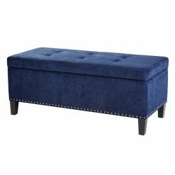 Madison Park Shandra II Storage Bench Blue