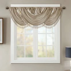 Madison Park Juline Waterfall Embellished Valance Dusty Aqua