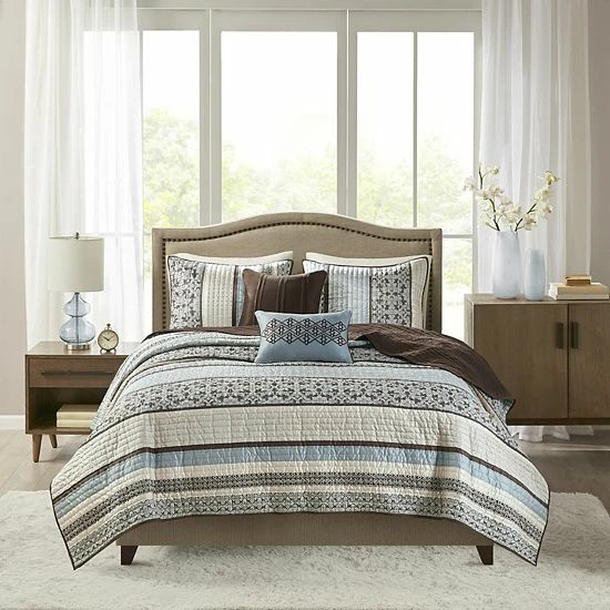 Madison Park Dartmouth 5-pc. Coverlet Set Blue