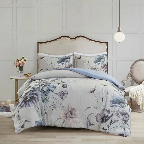 Madison Park Gisele 3-Piece Cotton Printed Duvet Cover Set Blue - Image 14