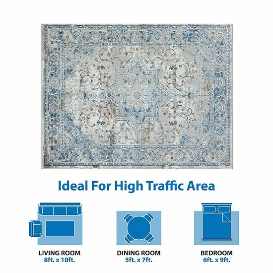 Madison Park Molly Global Medallion Woven Area Rug Gray - Image 9