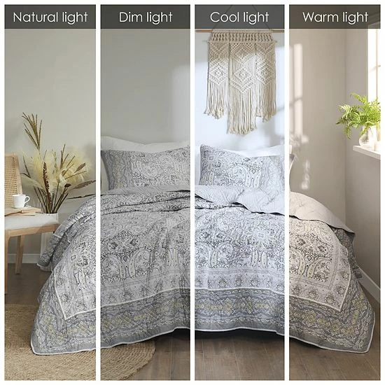 Madison Park Gaia Reversible Antimicrobial Cotton Coverlet Set With Shams Teal - Image 6