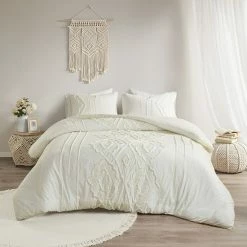 Madison Park Luna Cotton Duvet Cover Set With Shams White