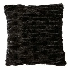 Madison Park Ruched Faux Fur Square Throw Pillow Brown