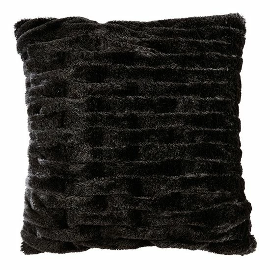 Madison Park Ruched Faux Fur Square Throw Pillow Brown - Image 3