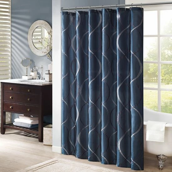 Madison Park Serendipity Embroidered Shower Curtain Navy - Image 3